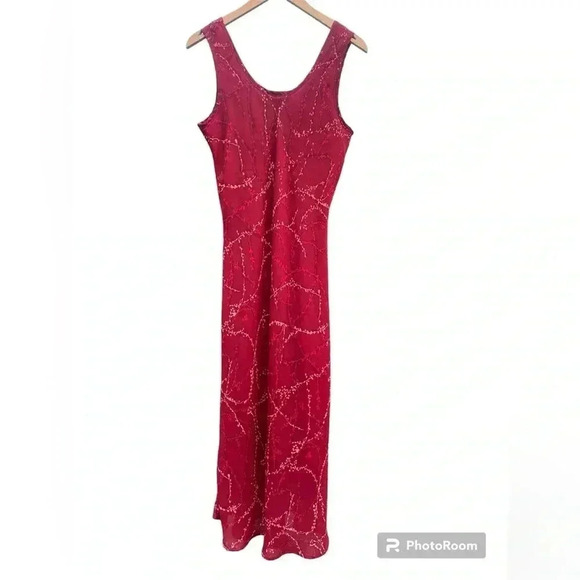 Red maxi dress tank style sleeveless lined sz 14 lined - Picture 2 of 11